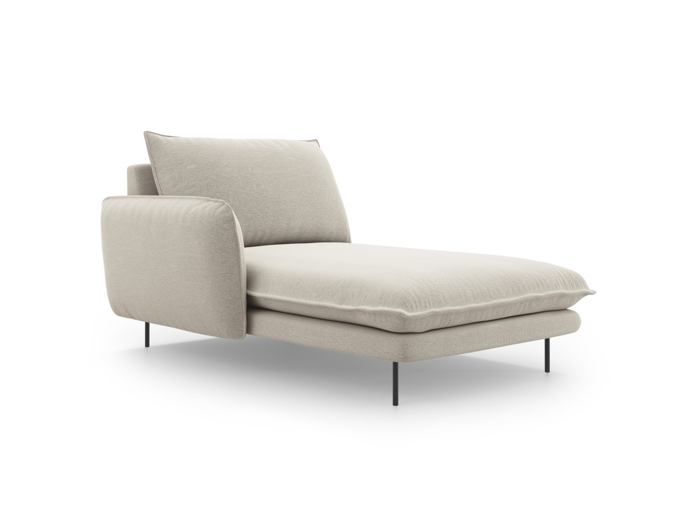 Cosmopolitan Design venstrevendt sjeselong, "Vienna", 1-seter, 110 × 170 × 95 cm, Positano, svarte metallben