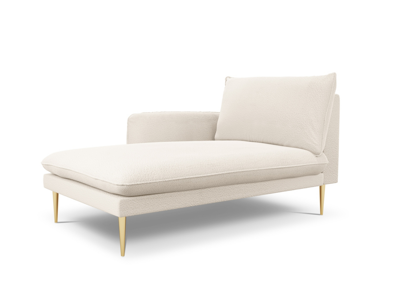 Cosmopolitan Design venstrevendt bouclé-sjeselong, "Vienna", 1-seter, 110 × 170 × 95 cm, Ascot, gullfargede metallben