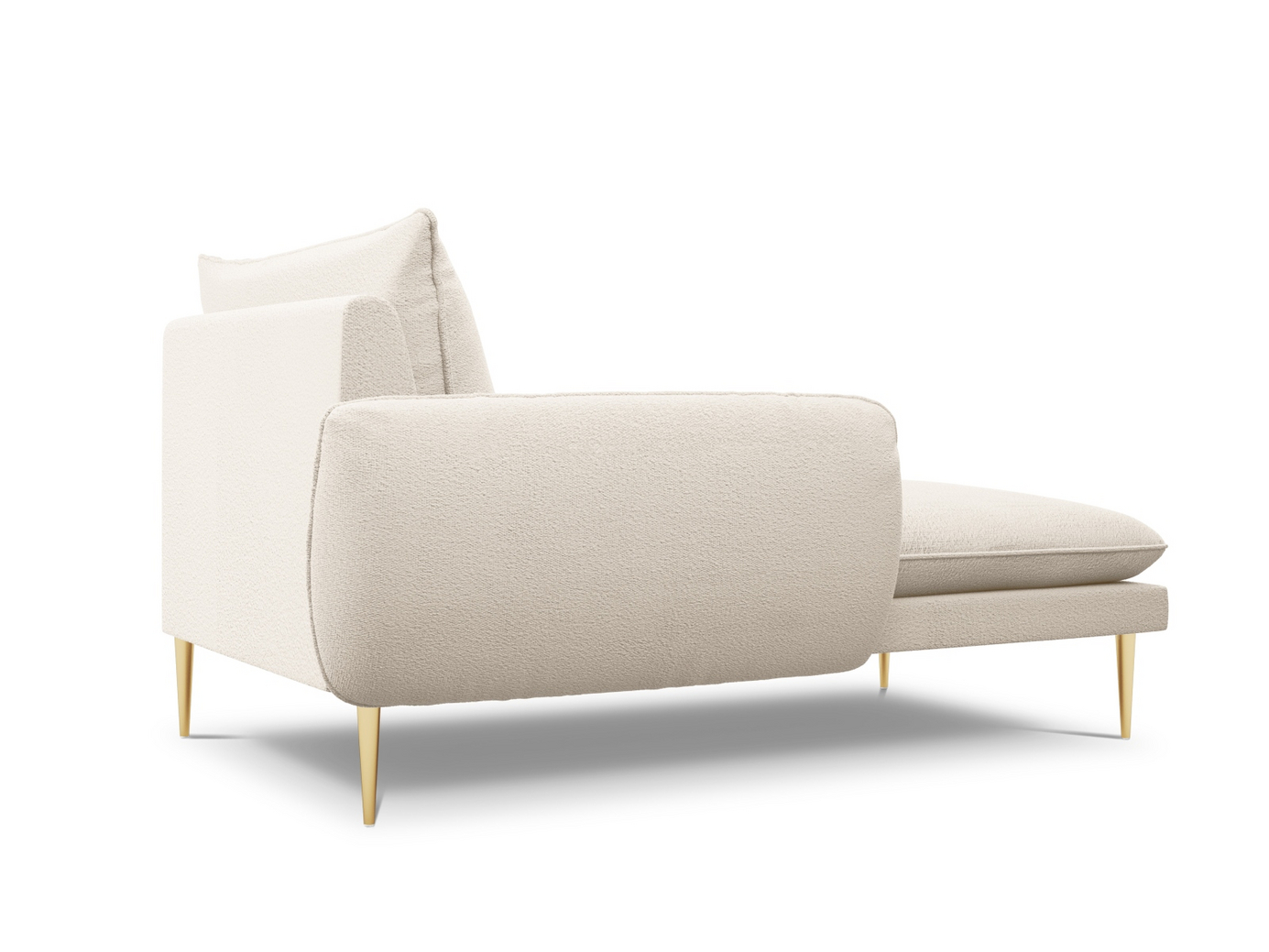Cosmopolitan Design venstrevendt bouclé-sjeselong, "Vienna", 1-seter, 110 × 170 × 95 cm, Ascot, gullfargede metallben