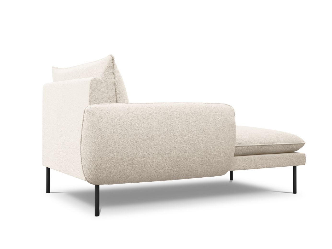 Cosmopolitan Design venstrevendt bouclé-sjeselong, "Vienna", 1-seter, 110 × 170 × 95 cm, Ascot, svarte metallben