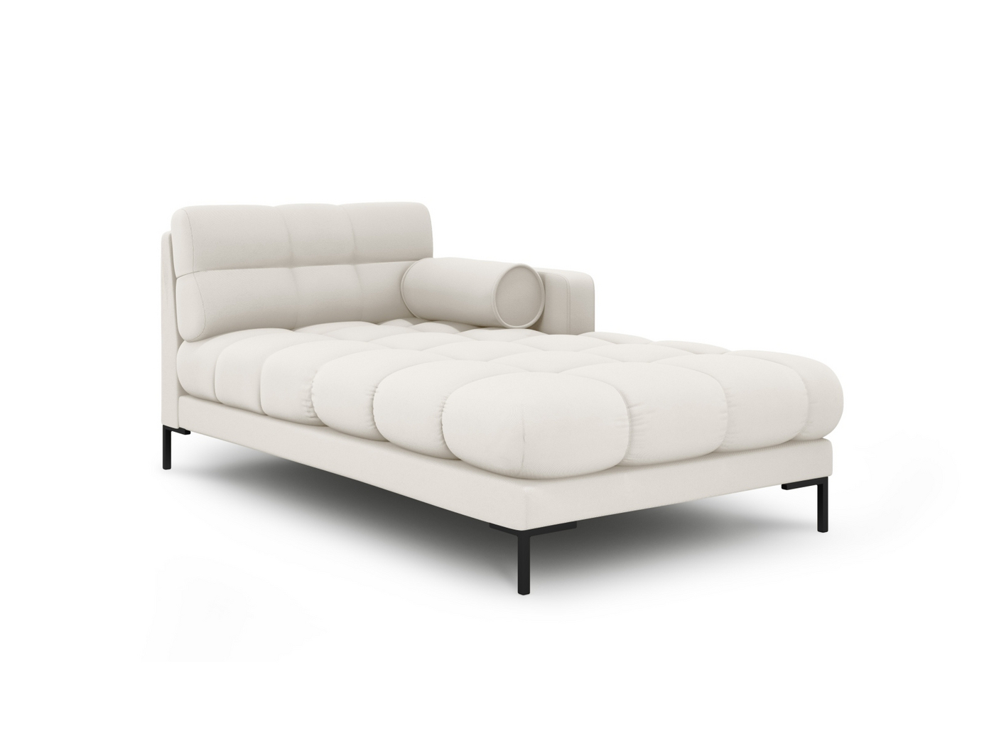 Cosmopolitan Design høyrevendt sjeselong, "Bali", 1-seter, 102 × 185 × 75 cm, Neve, svarte metallben