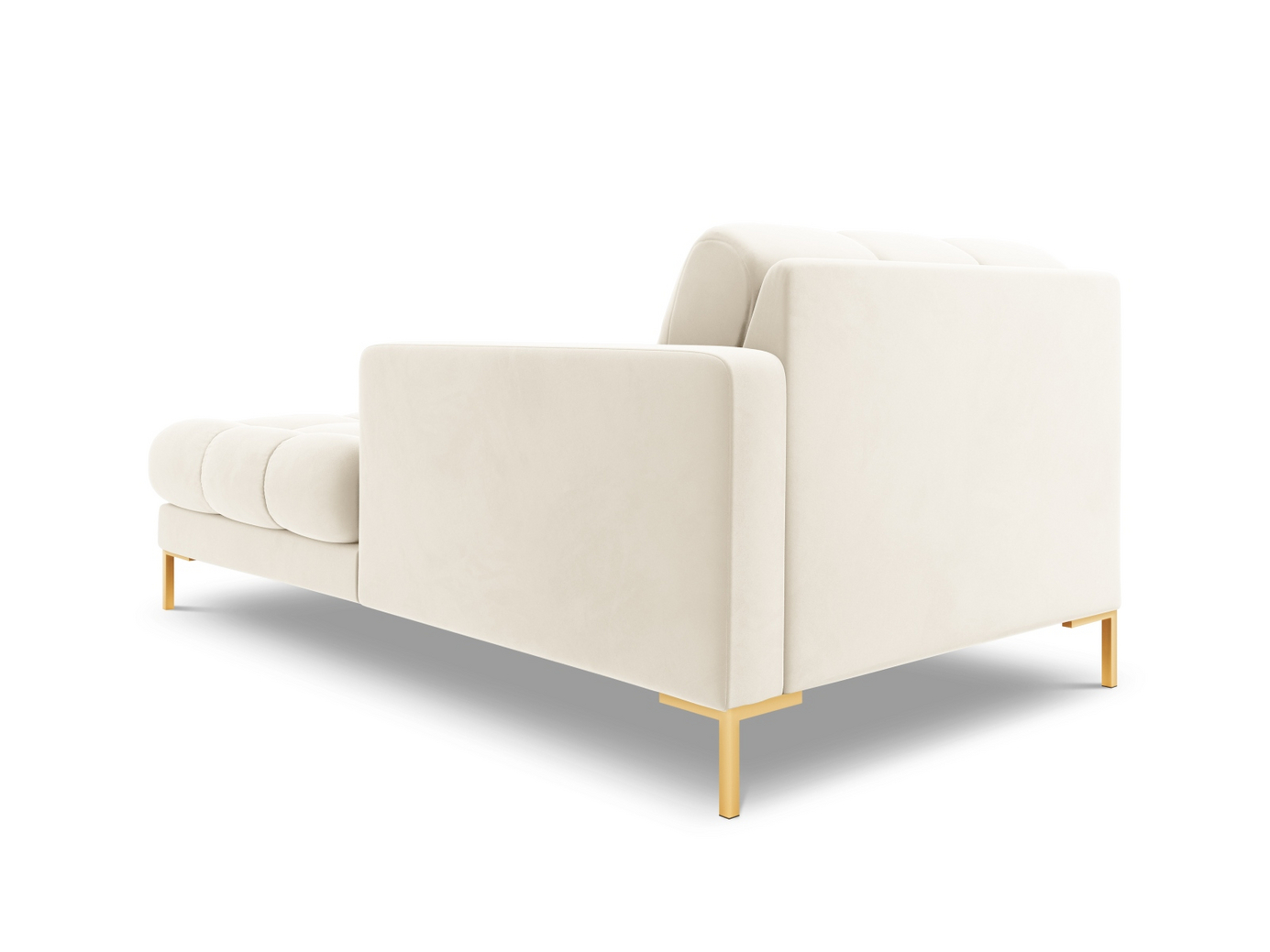 Cosmopolitan Design høyrevendt fløyelssjeselong, "Bali", 1-seter, 102 × 185 × 75 cm, Bluvel, gullfargede metallben