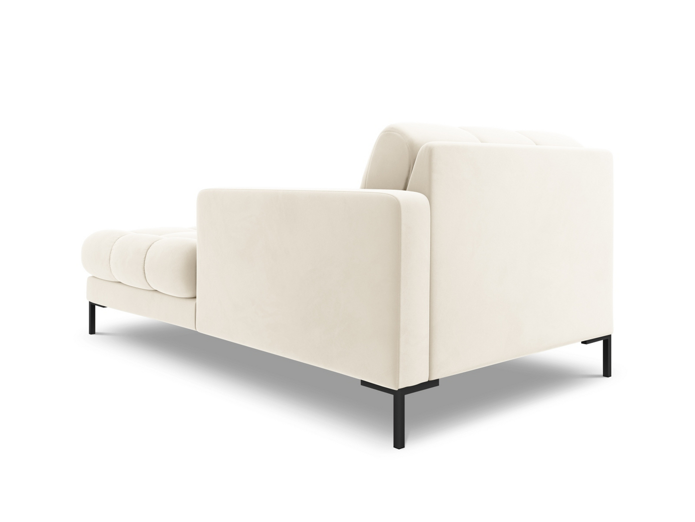 Cosmopolitan Design høyrevendt fløyelssjeselong, "Bali", 1-seter, 102 × 185 × 75 cm, Bluvel, svarte metallben