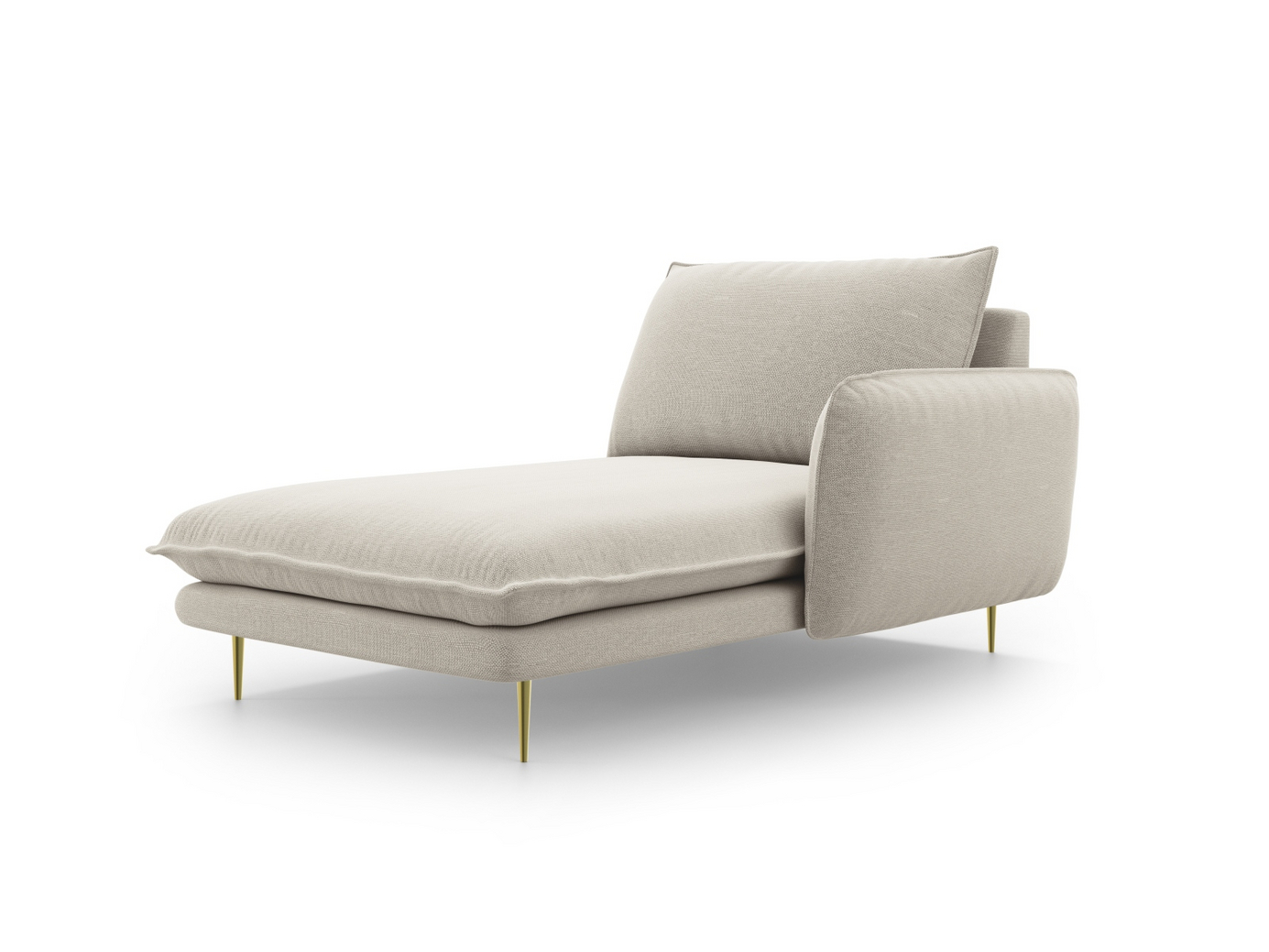 Cosmopolitan Design høyrevendt sjeselong, "Vienna", 1-seter, 110 × 170 × 95 cm, Positano, gullfargede metallben