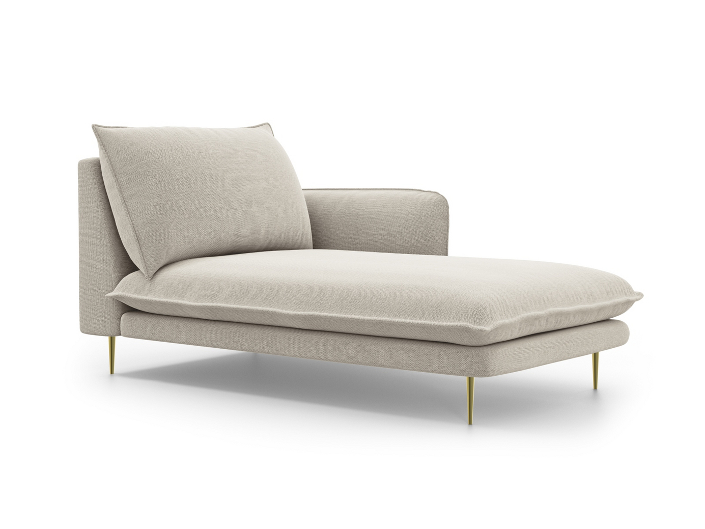 Cosmopolitan Design høyrevendt sjeselong, "Vienna", 1-seter, 110 × 170 × 95 cm, Positano, gullfargede metallben