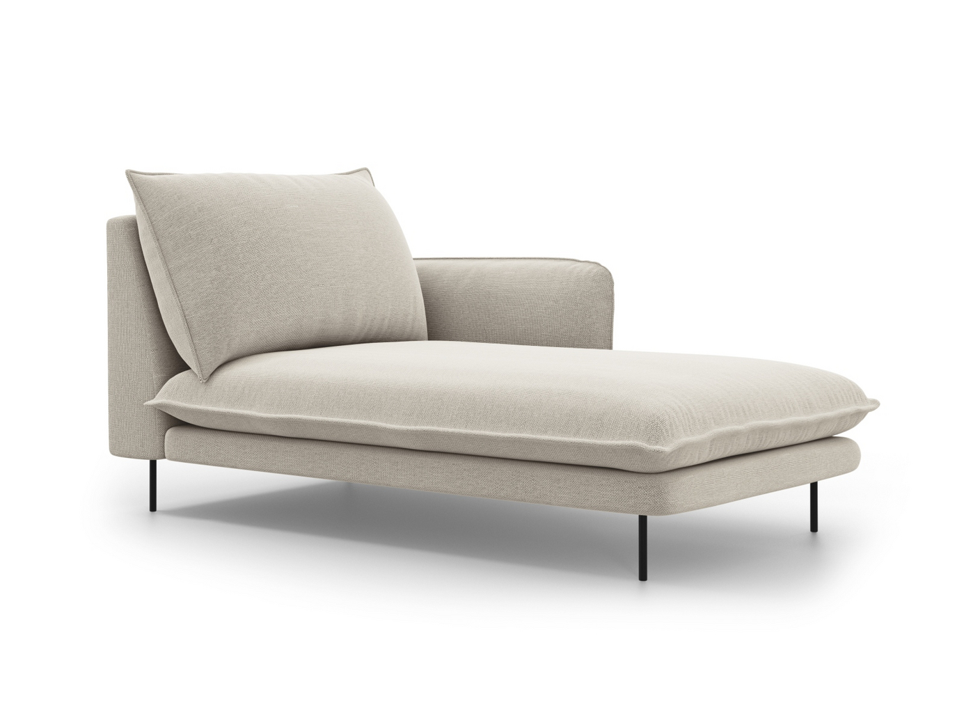 Cosmopolitan Design høyrevendt sjeselong, "Vienna", 1-seter, 110 × 170 × 95 cm, Positano, svarte metallben