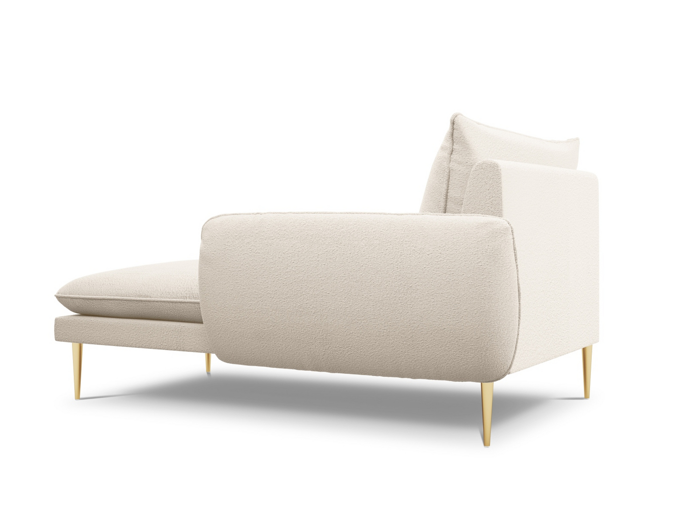 Cosmopolitan Design høyrevendt bouclé-sjeselong, "Vienna", 1-seter, 110 × 170 × 95 cm, Ascot, gullfargede metallben