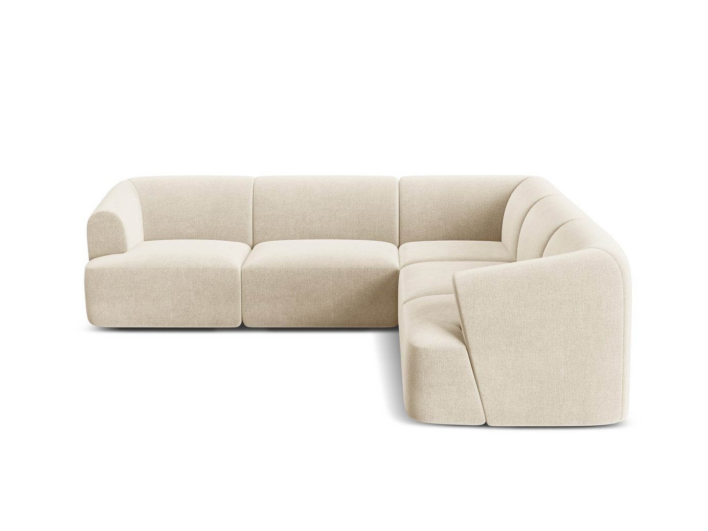 Cosmopolitan Design symmetrisk fløyelsmodulhjørnesofa, "Campi", 6-seter, 255 × 255 × 70 cm, Vogue, svarte plastben