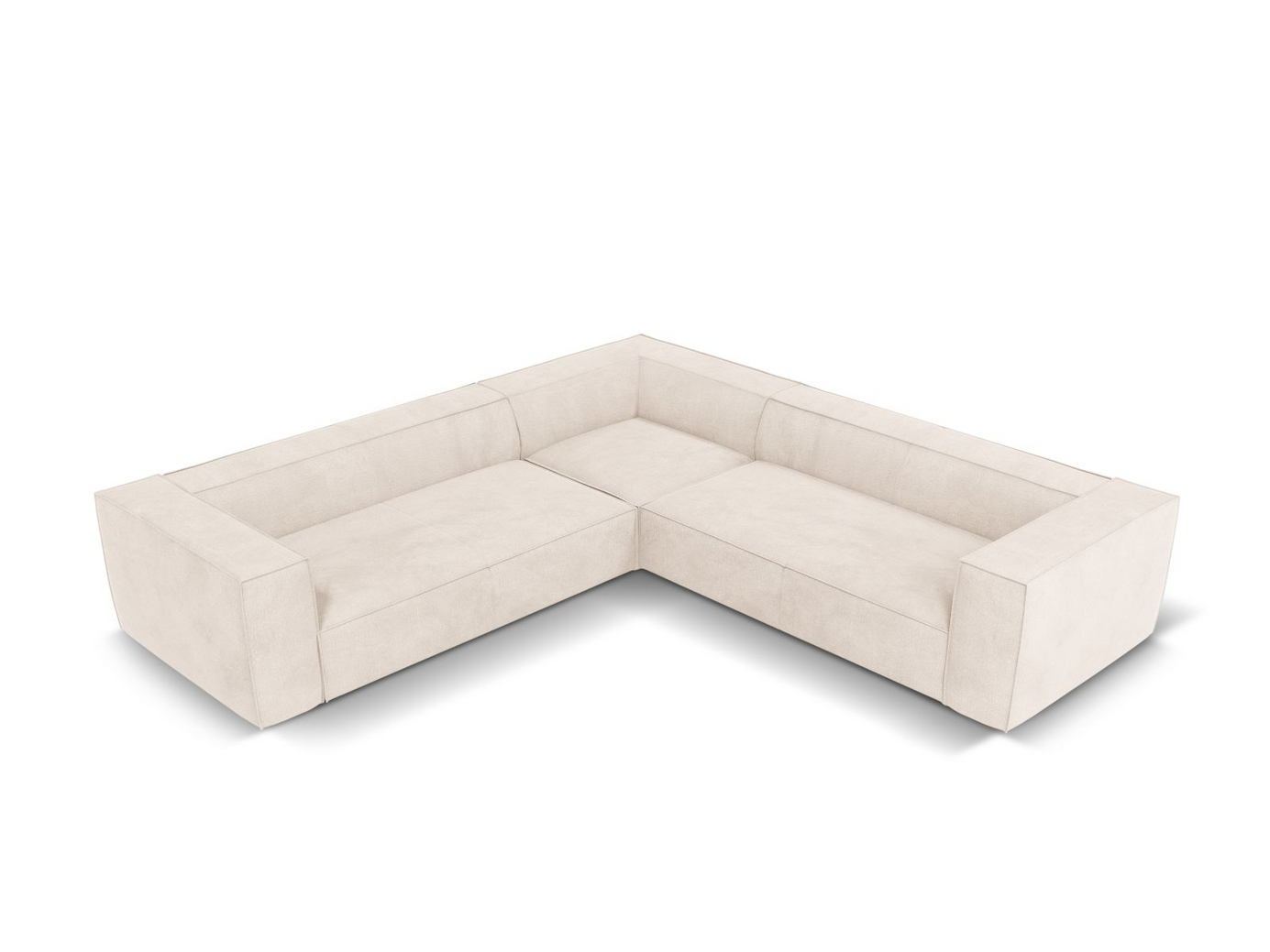 Cosmopolitan Design symmetrisk hjørnesofa, "Turin", 5-seter, 280 × 280 × 68 cm, Rosario, ben i svart bøk