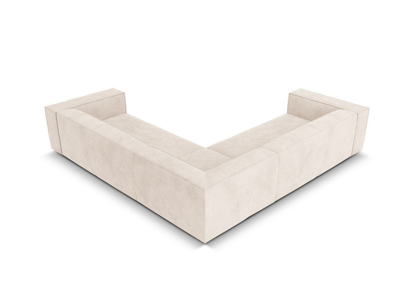 Cosmopolitan Design symmetrisk hjørnesofa, "Turin", 5-seter, 280 × 280 × 68 cm, Rosario, ben i svart bøk