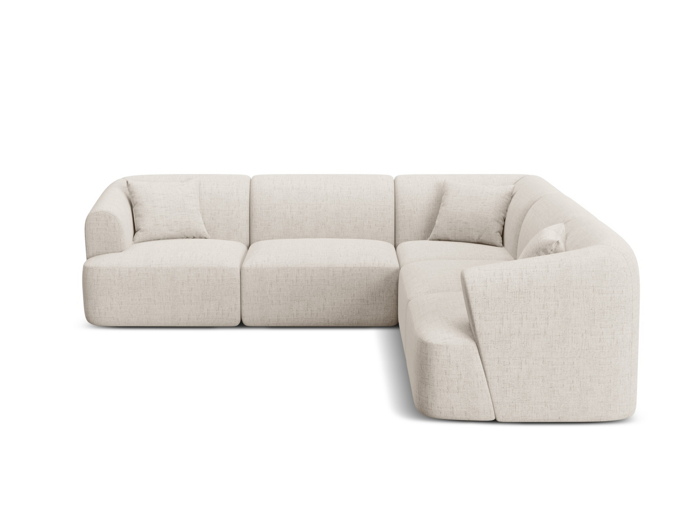 Cosmopolitan Design symmetrisk modulhjørnesofa, "Campi", 6-seter, 255 × 255 × 70 cm, Moly, svarte plastben