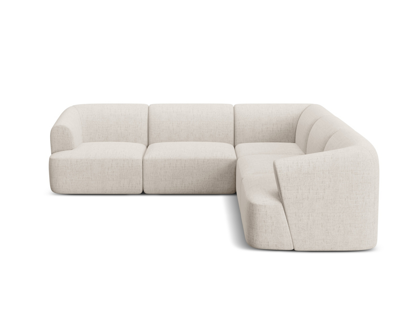 Cosmopolitan Design symmetrisk modulhjørnesofa, "Campi", 6-seter, 255 × 255 × 70 cm, Moly, svarte plastben