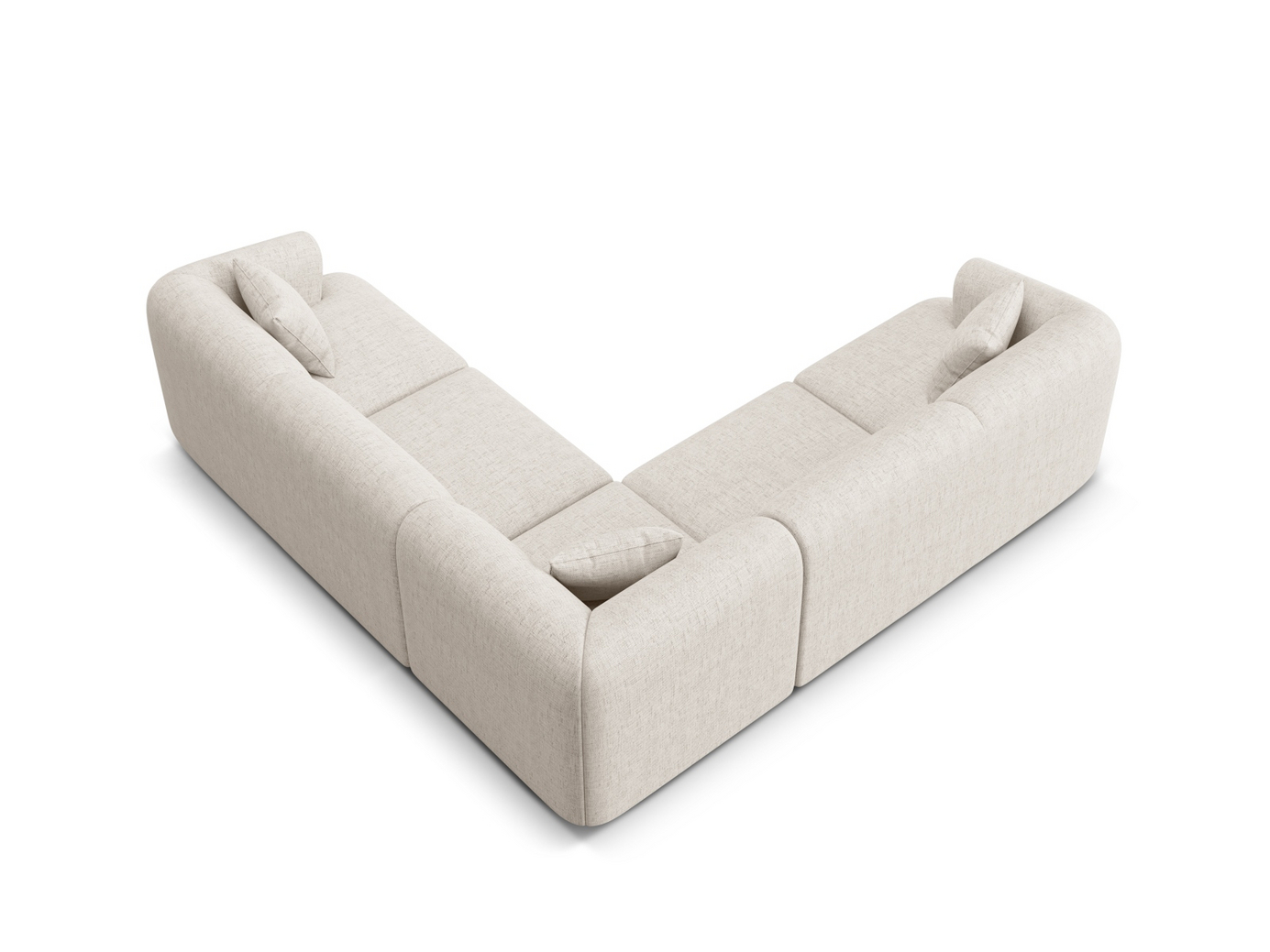 Cosmopolitan Design symmetrisk modulhjørnesofa, "Campi", 6-seter, 255 × 255 × 70 cm, Moly, svarte plastben
