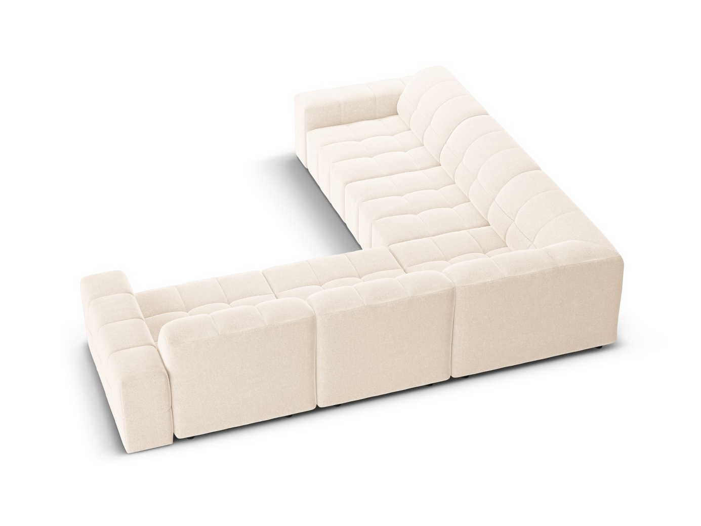 Cosmopolitan Design symmetrisk hjørnesofa, "Chicago", 4-seter, 285 × 285 × 78 cm, Haga, svarte plastben
