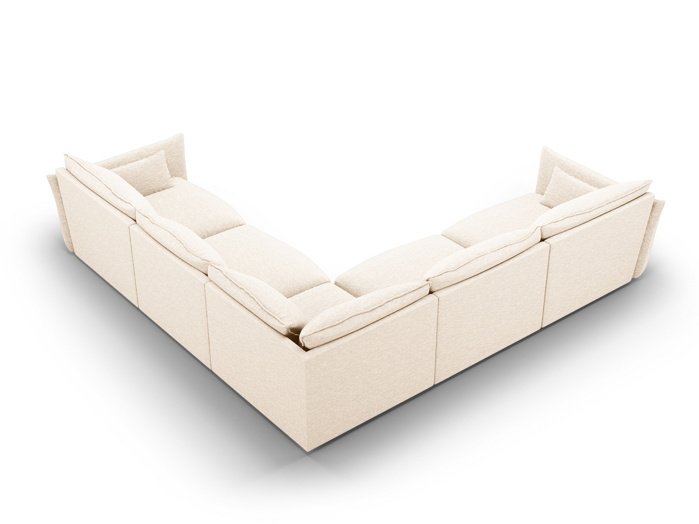 Cosmopolitan Design symmetrisk hjørnesofa, "Matera", 7-seter, 286 × 286 × 85 cm, Haga, svarte plastben