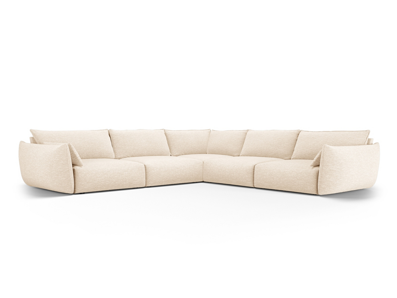 Cosmopolitan Design symmetrisk hjørnesofa, "Matera", 7-seter, 286 × 286 × 85 cm, Haga, svarte plastben