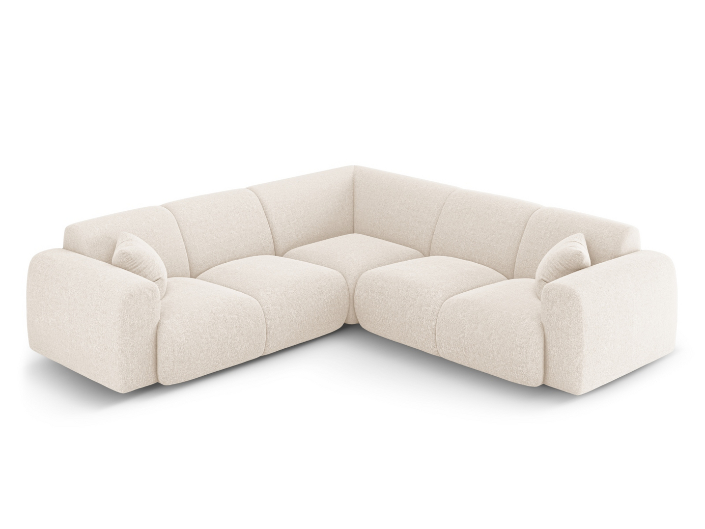 Cosmopolitan Design symmetrisk hjørnesofa, "Nolio", 5-seter, 252 × 252 × 72 cm, Haga, svarte plastben