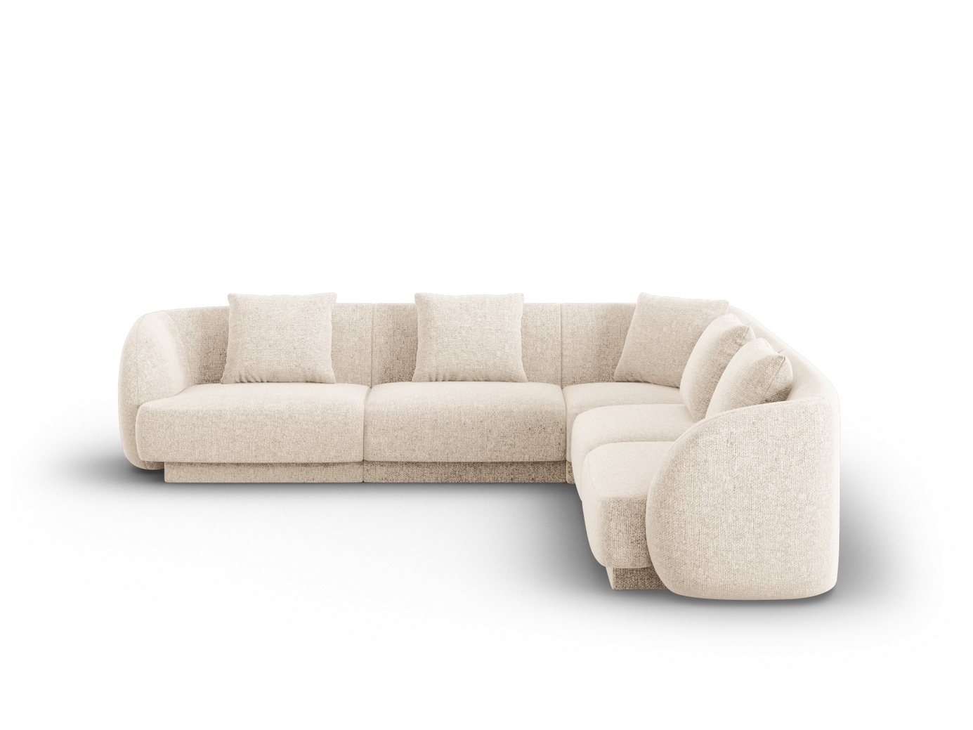 Cosmopolitan Design vendbar hjørnesofa, "Tulum", 5-seter, 255 × 255 × 70 cm, Haga, svarte plastben