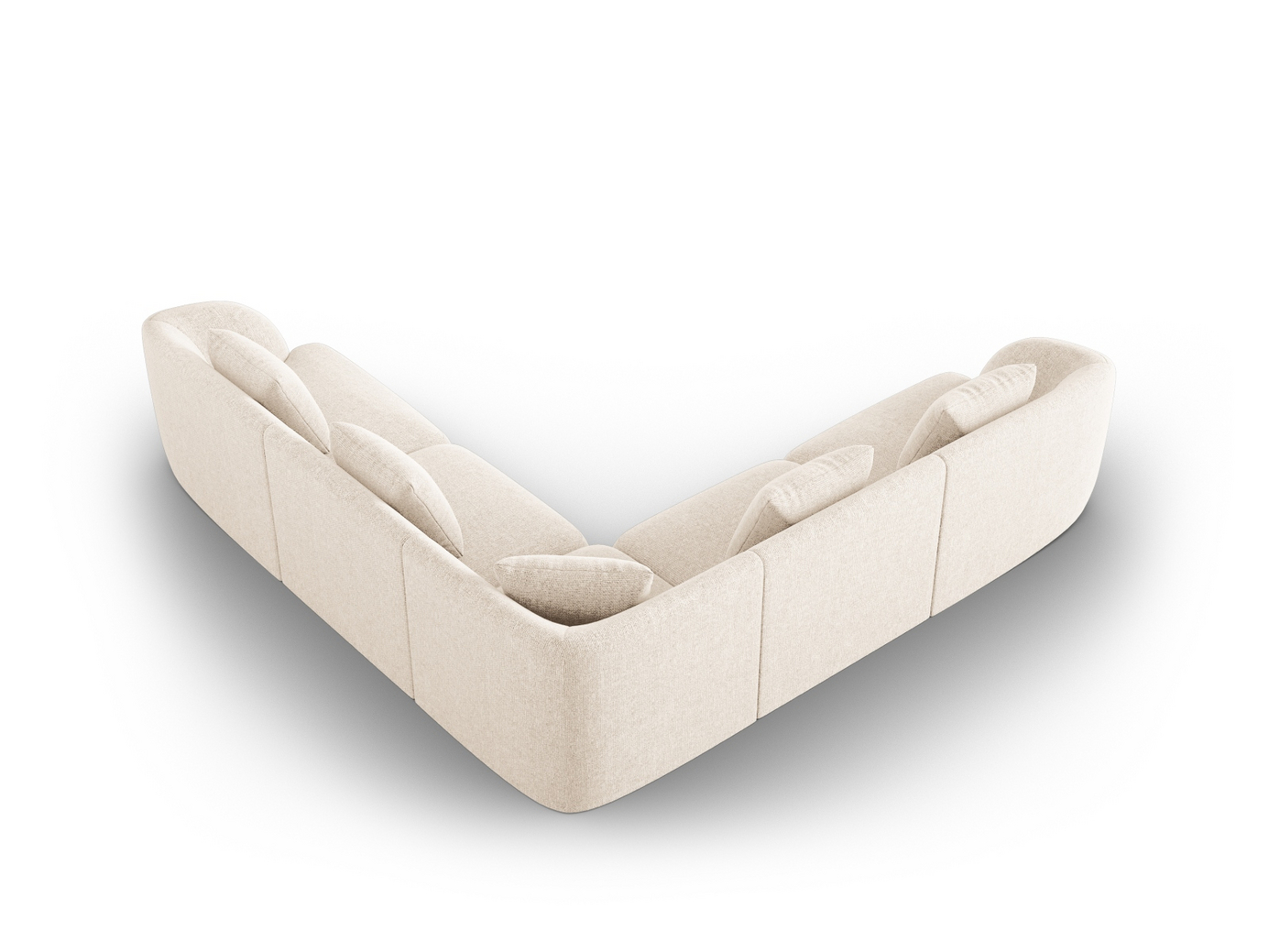 Cosmopolitan Design vendbar hjørnesofa, "Tulum", 5-seter, 255 × 255 × 70 cm, Haga, svarte plastben