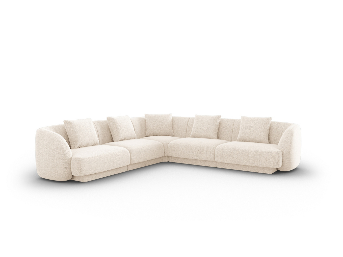 Cosmopolitan Design vendbar hjørnesofa, "Tulum", 5-seter, 255 × 255 × 70 cm, Haga, svarte plastben