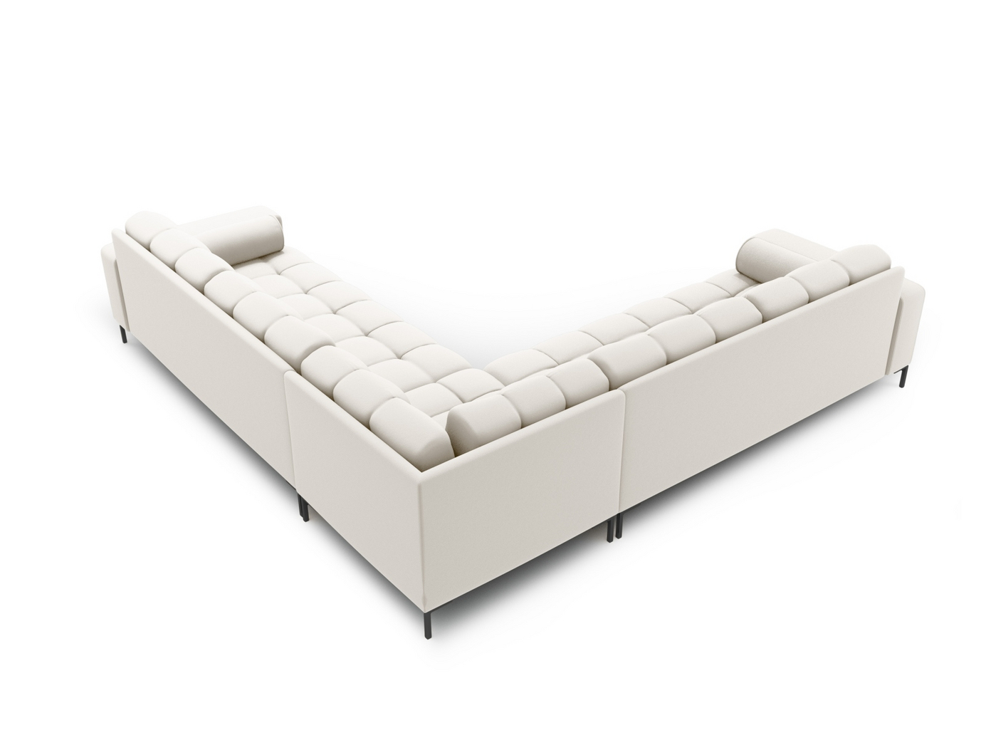 Cosmopolitan Design symmetrisk hjørnesofa, "Bali", 6-seter, 256 × 256 × 75 cm, Neve, svarte metallben