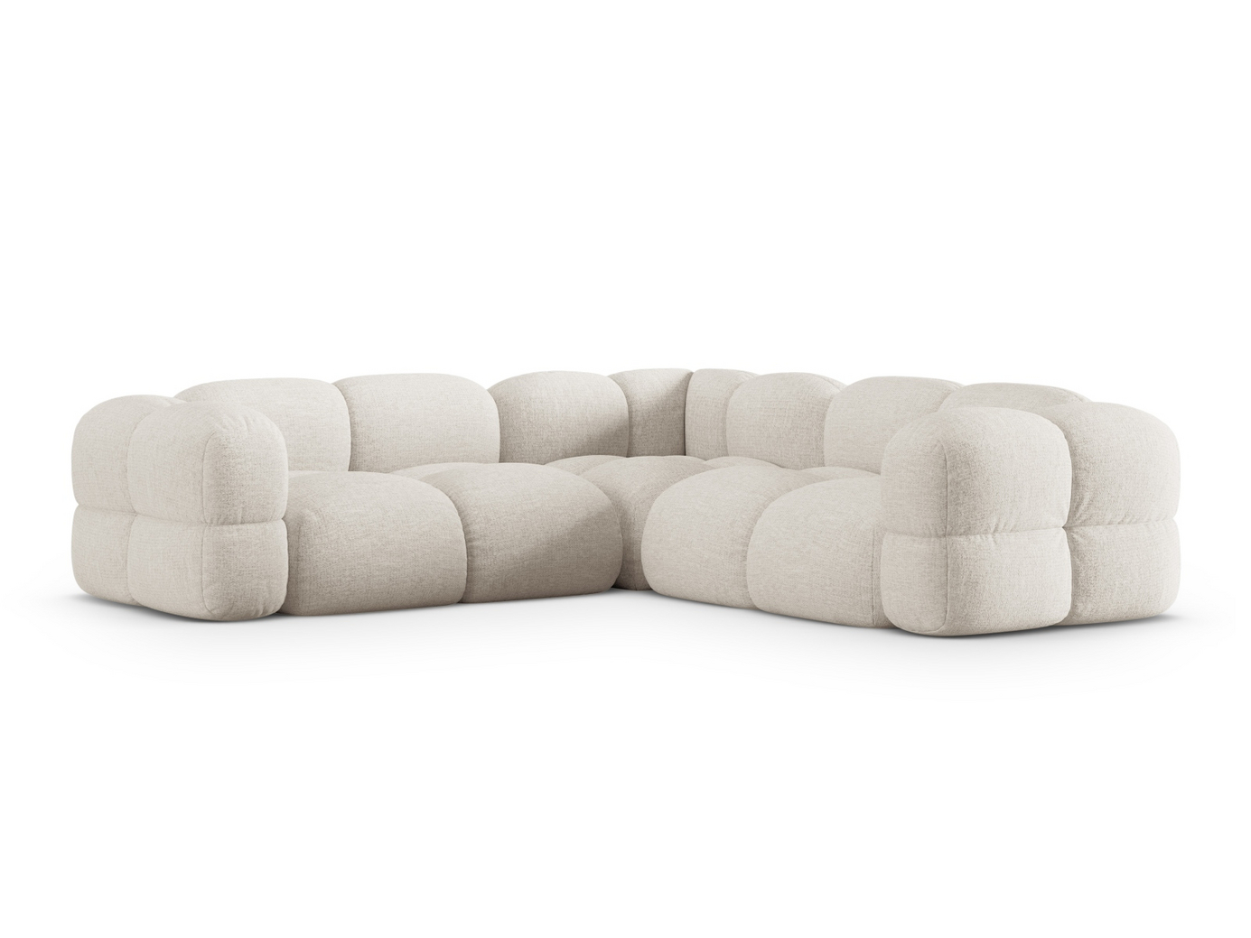 Cosmopolitan Design symmetrisk hjørnesofa, "Loretto", 4-seter, 250 × 250 × 68 cm, Sorella, svarte plastben