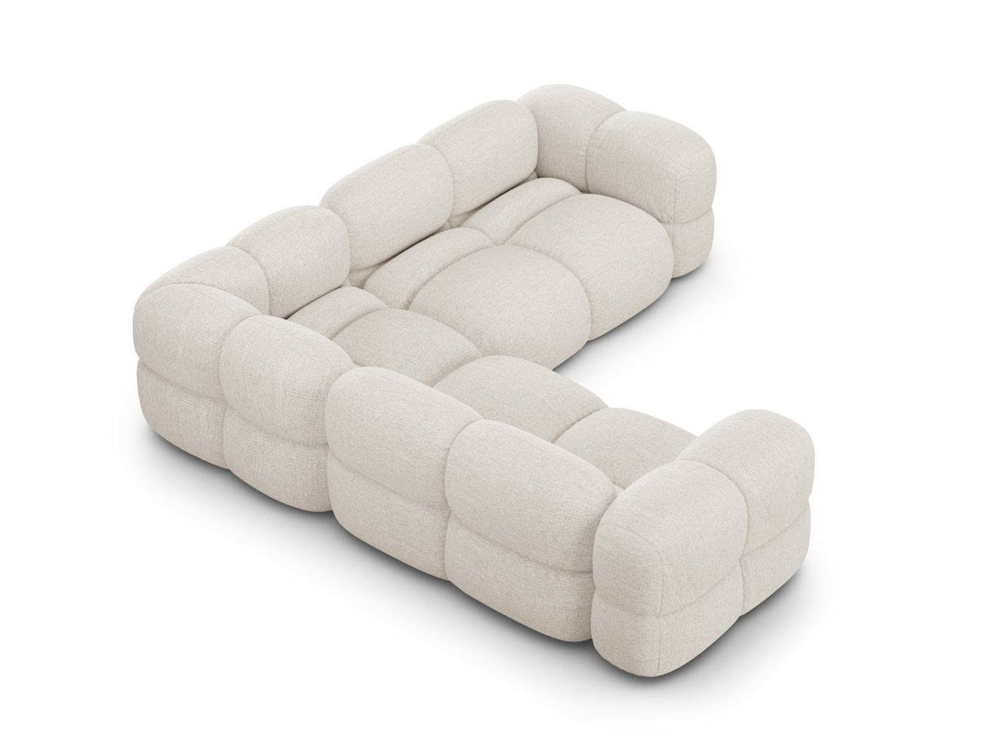 Cosmopolitan Design symmetrisk hjørnesofa, "Loretto", 4-seter, 250 × 250 × 68 cm, Sorella, svarte plastben