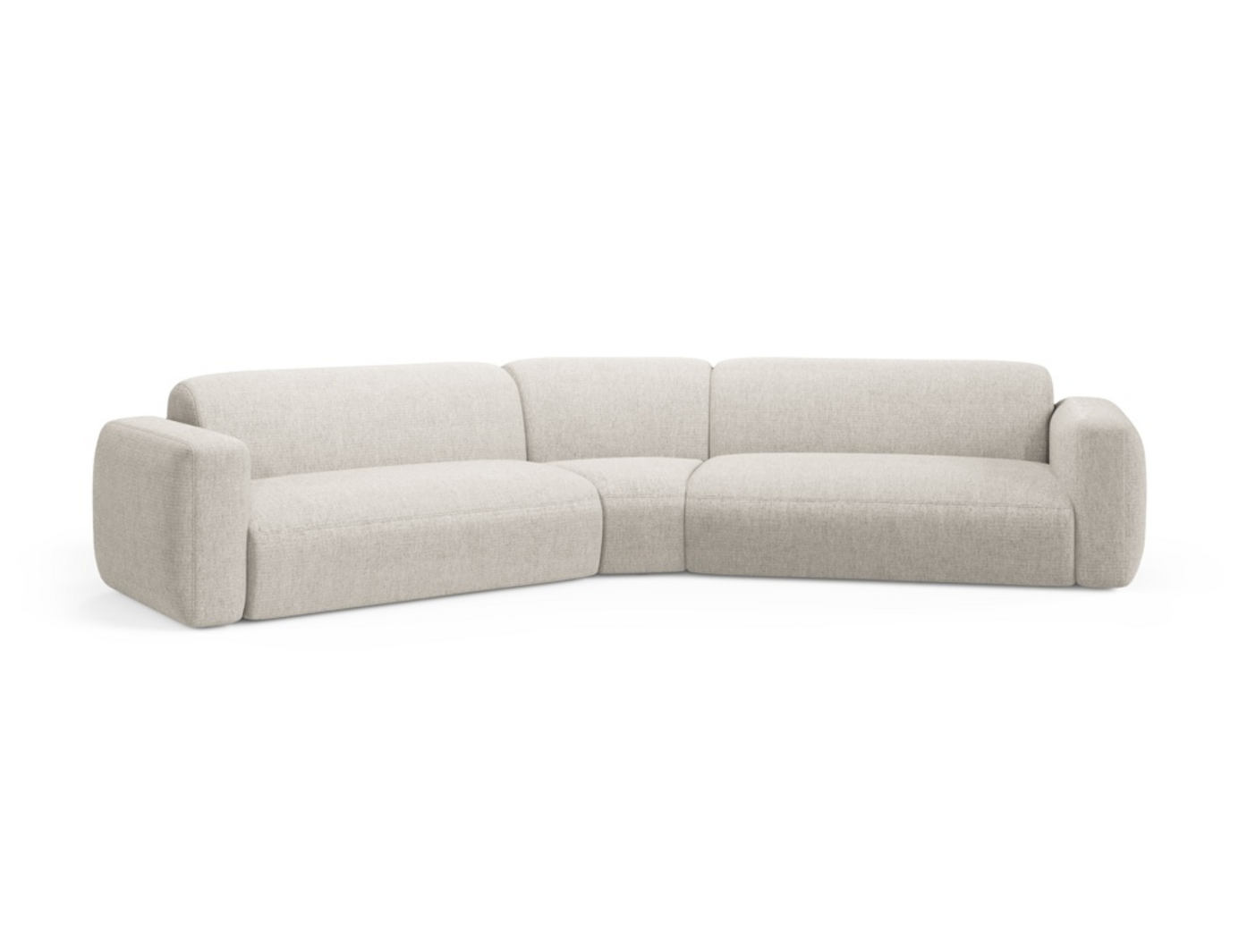 Cosmopolitan Design symmetrisk modulhjørnesofa, "Strino", 3-seter, 344 × 210 × 78 cm, Sorella, svarte plastben