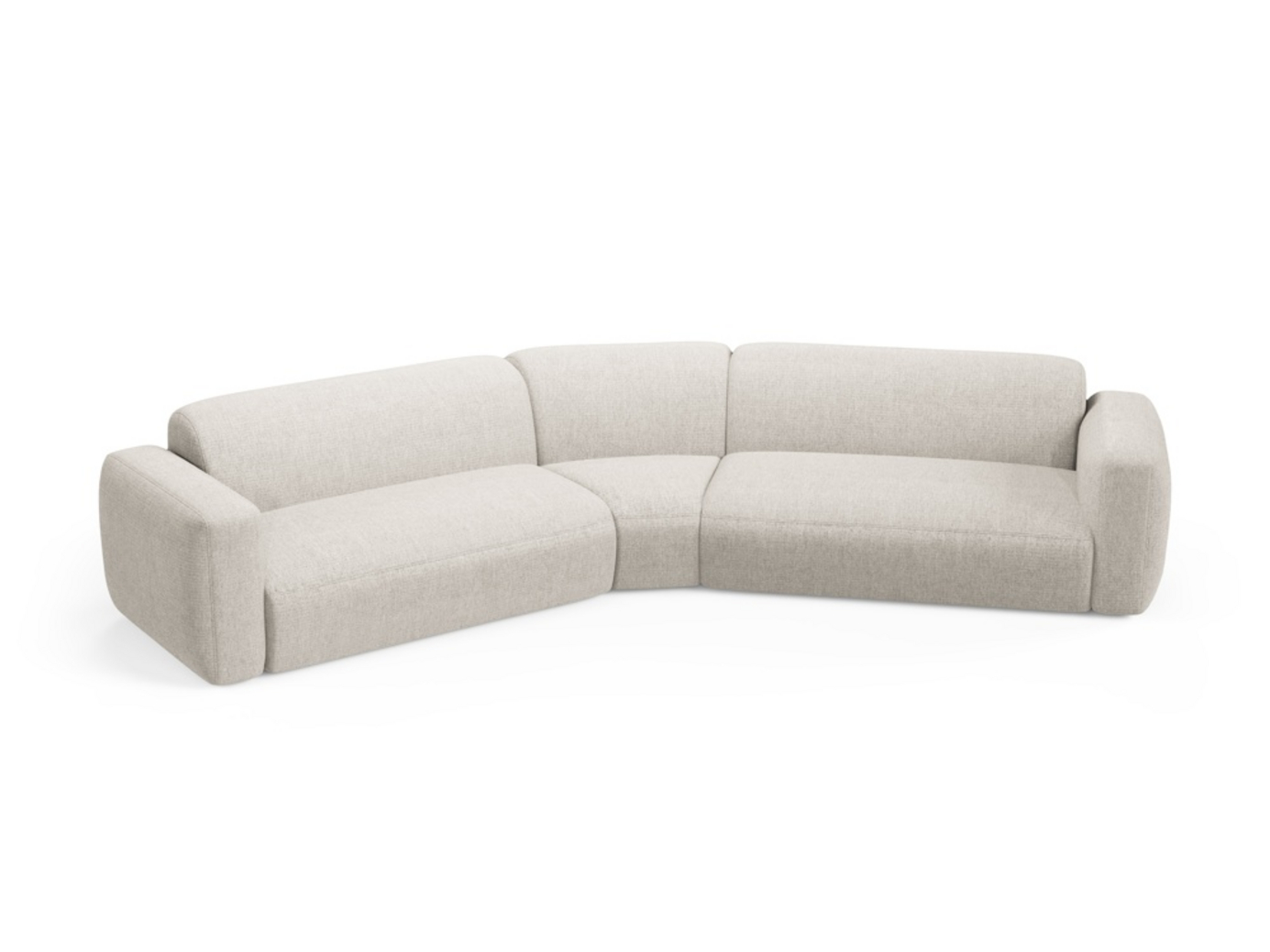 Cosmopolitan Design symmetrisk modulhjørnesofa, "Strino", 3-seter, 344 × 210 × 78 cm, Sorella, svarte plastben