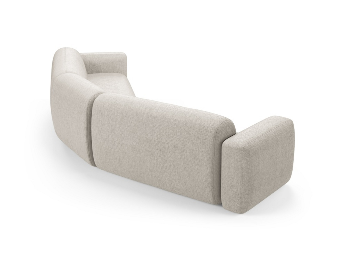 Cosmopolitan Design symmetrisk modulhjørnesofa, "Strino", 3-seter, 344 × 210 × 78 cm, Sorella, svarte plastben