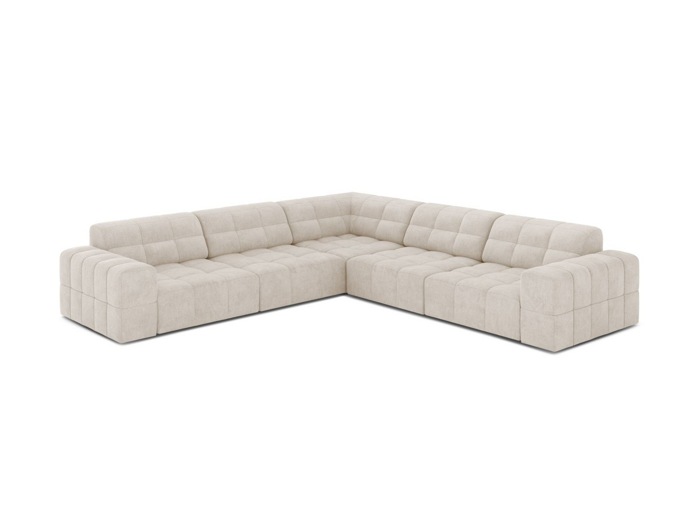 Cosmopolitan Design symmetrisk hjørnesofa, "Chicago", 4-seter, 285 × 285 × 78 cm, Eden 10, svarte plastben