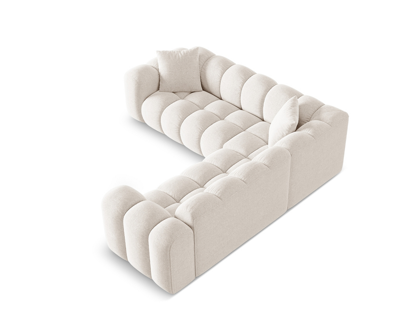 Cosmopolitan Design symmetrisk hjørnesofa, "Treno", 3-seter, 240 × 240 × 70 cm, Eden 10, svarte plastben