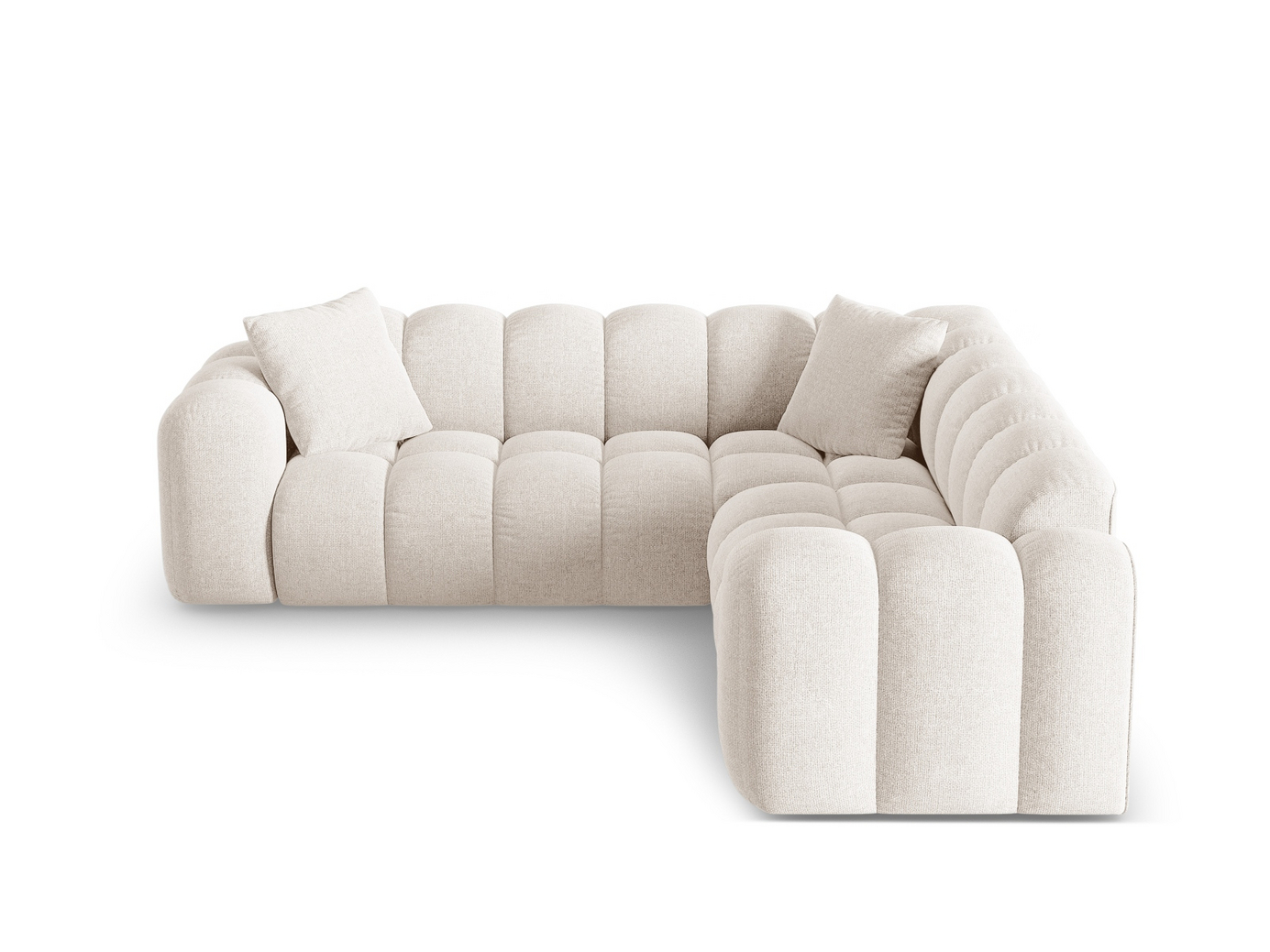 Cosmopolitan Design symmetrisk hjørnesofa, "Treno", 3-seter, 240 × 240 × 70 cm, Eden 10, svarte plastben