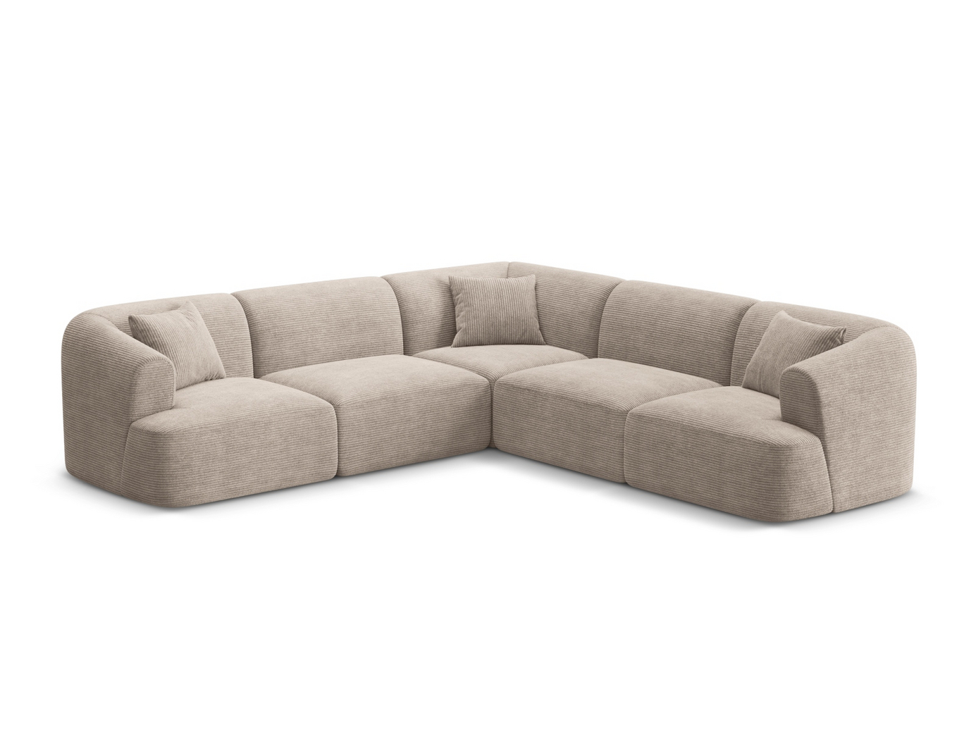 Cosmopolitan Design symmetrisk modulhjørnesofa, "Campi", 6-seter, 255 × 255 × 70 cm, Lincoln, svarte plastben