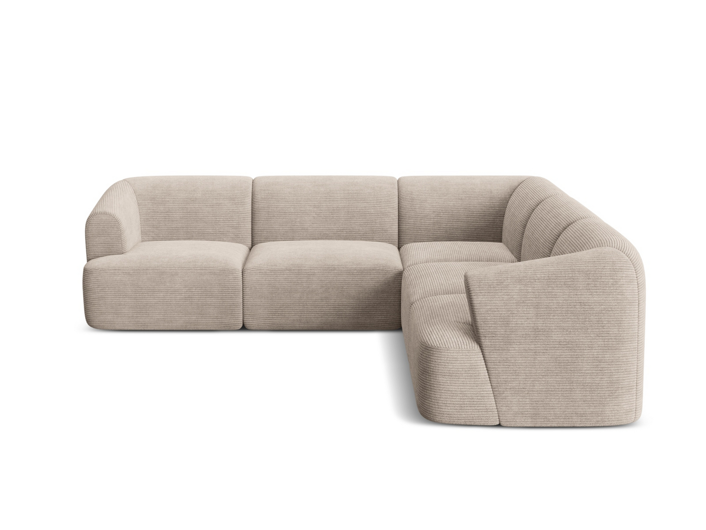 Cosmopolitan Design symmetrisk modulhjørnesofa, "Campi", 6-seter, 255 × 255 × 70 cm, Lincoln, svarte plastben