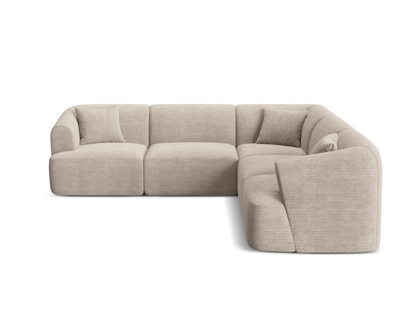Cosmopolitan Design symmetrisk modulhjørnesofa, "Campi", 6-seter, 255 × 255 × 70 cm, Lincoln, svarte plastben