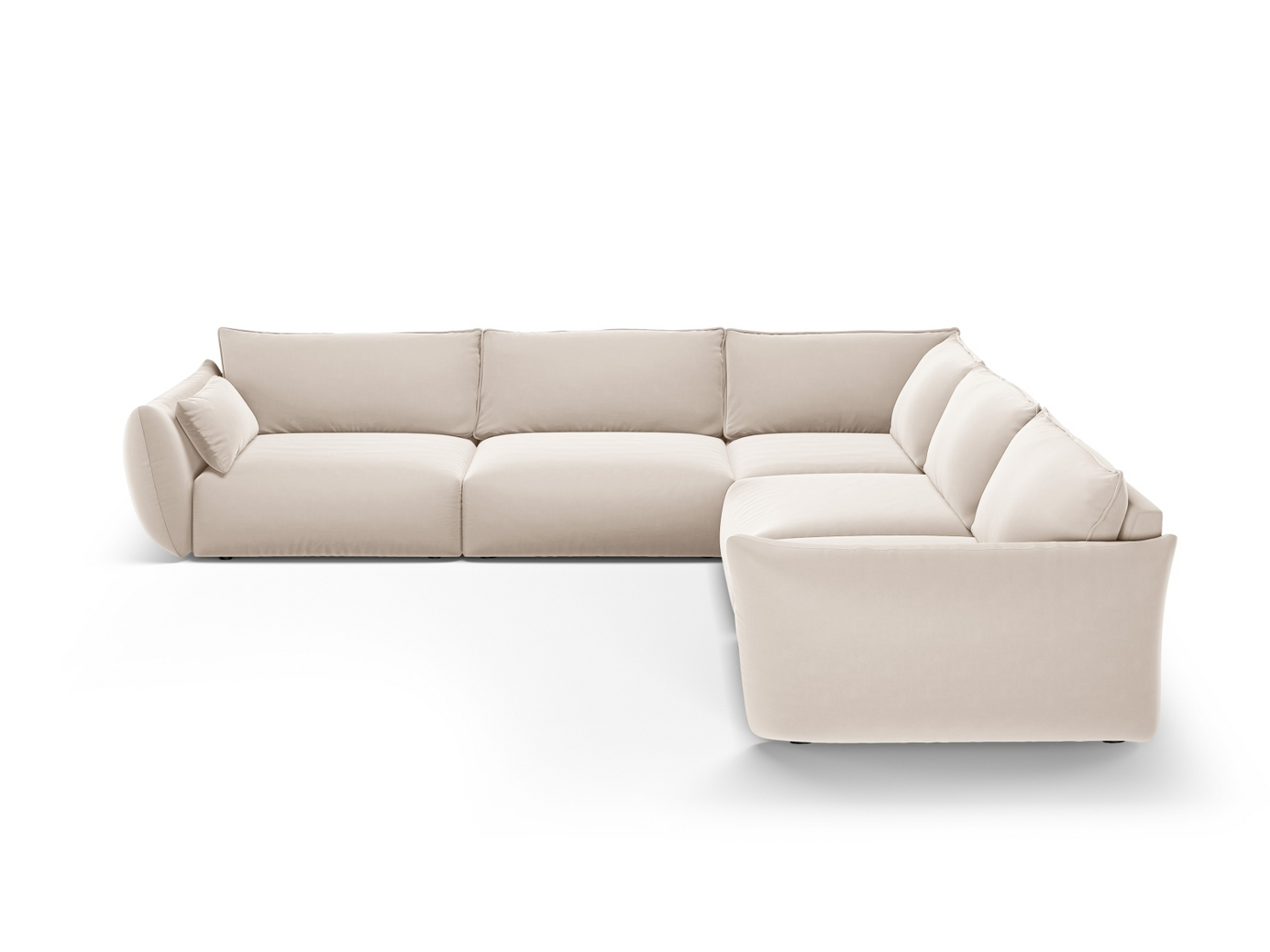 Cosmopolitan Design symmetrisk fløyelshjørnesofa, "Matera", 7-seter, 286 × 286 × 85 cm, Salvador, svarte plastben