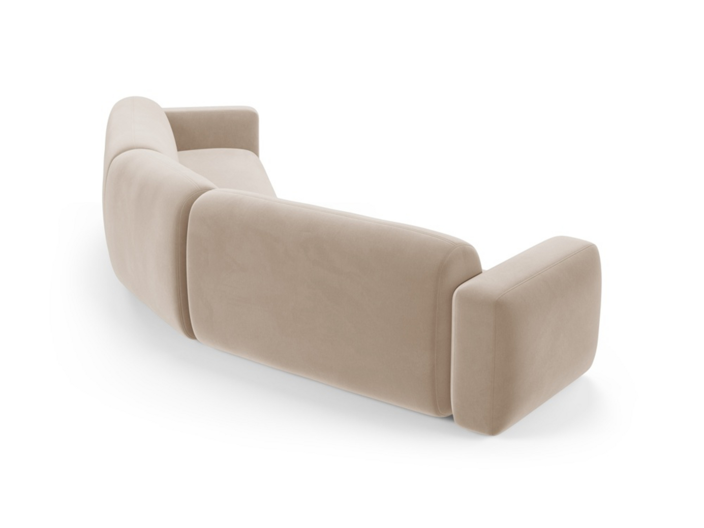 Cosmopolitan Design symmetrisk fløyelsmodulhjørnesofa, "Strino", 3-seter, 344 × 210 × 78 cm, Salvador, svarte plastben