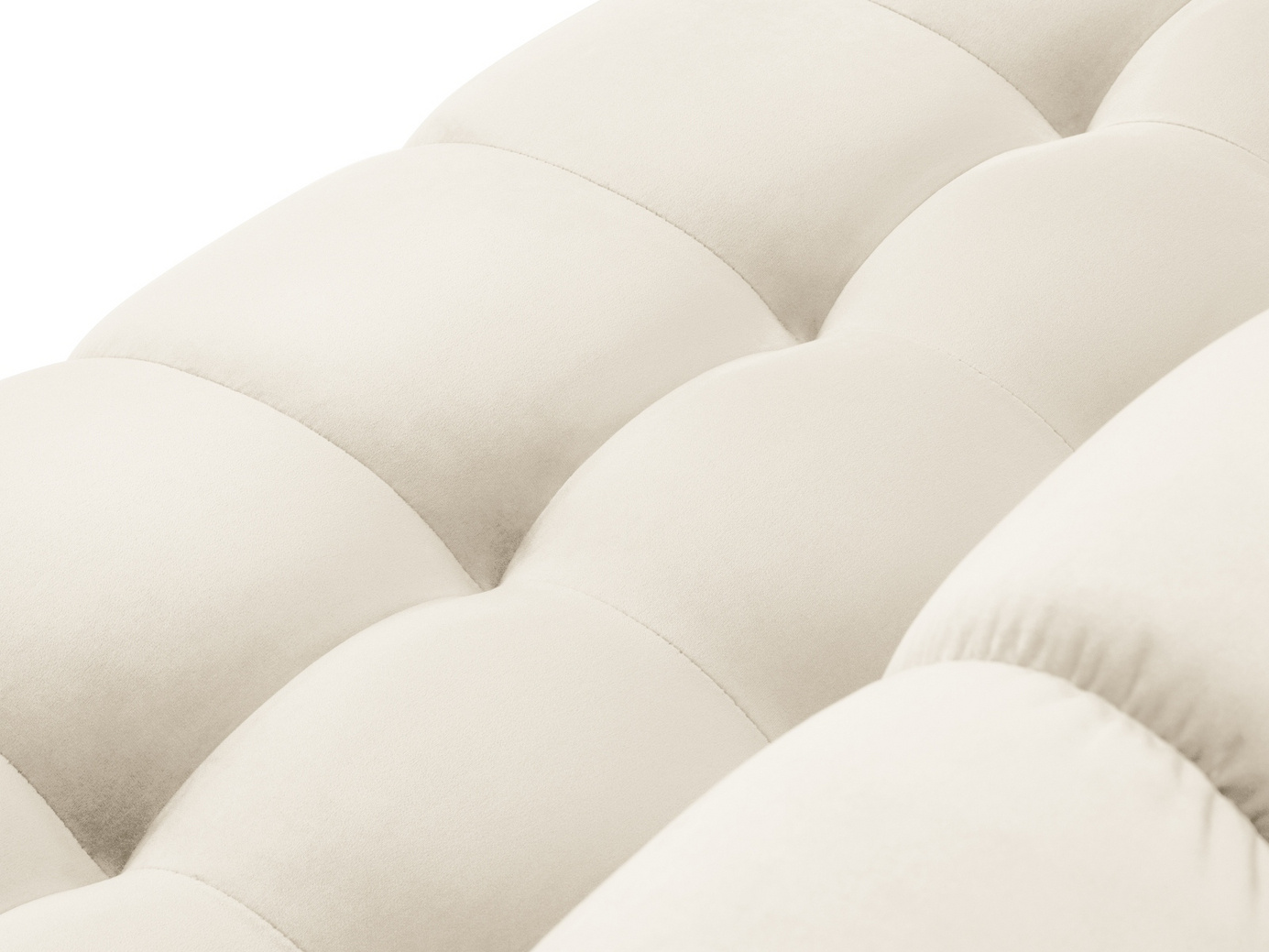 Cosmopolitan Design symmetrisk fløyelshjørnesofa, "Bali", 6-seter, 256 × 256 × 75 cm, Bluvel, gullfargede metallben
