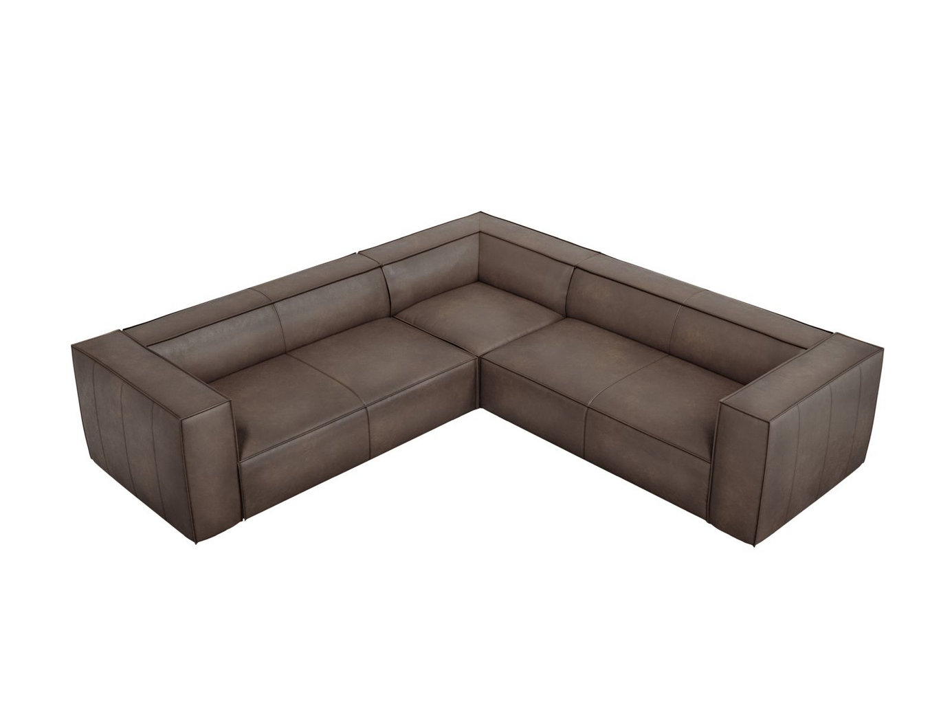Cosmopolitan Design symmetrisk ekte skinn hjørnesofa, "Turin", 5-seter, 280 × 280 × 68 cm, Granada, ben i svart bøk