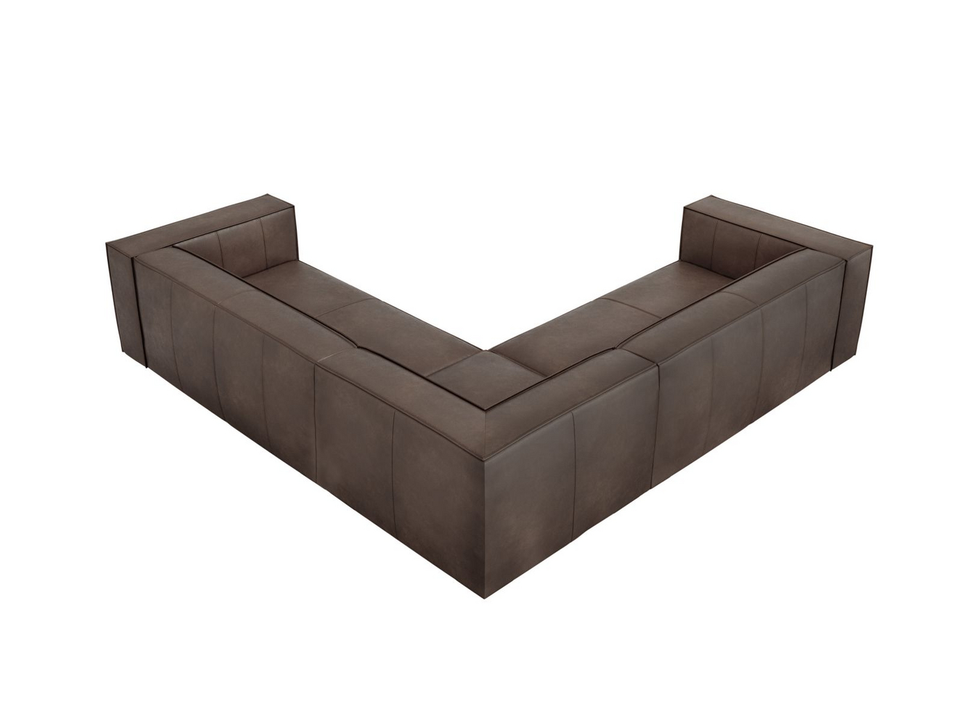 Cosmopolitan Design symmetrisk ekte skinn hjørnesofa, "Turin", 5-seter, 280 × 280 × 68 cm, Granada, ben i svart bøk