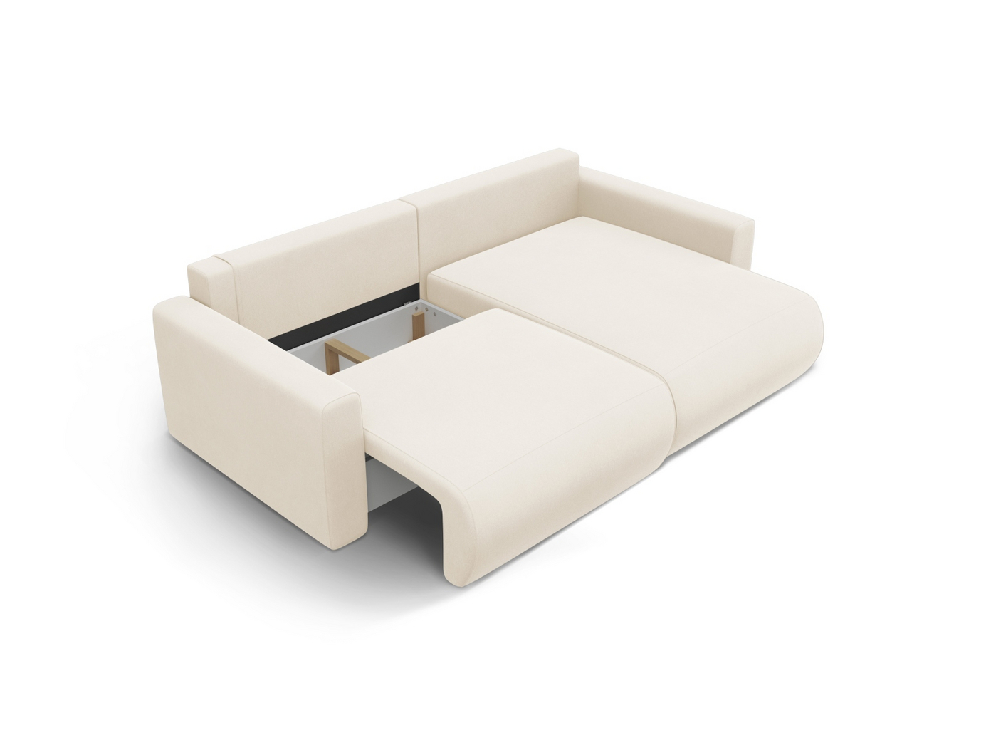 Cosmopolitan Design vendbar fløyelshjørnesovesofa med oppbevaring, "Belfast", 3-seter, 240 × 149 × 84 cm, Magic Velvet, svarte plastben