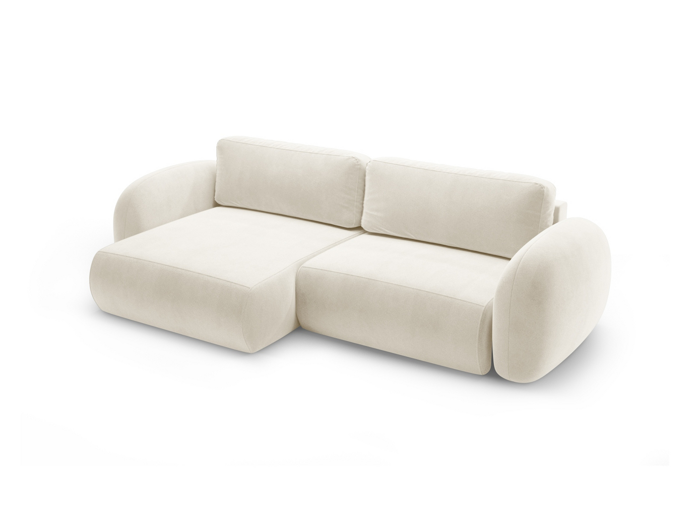 Cosmopolitan Design vendbar fløyelshjørnesovesofa med oppbevaring, "Tonale", 4-seter, 262 × 149 × 88 cm, Magic Velvet, svarte plastben