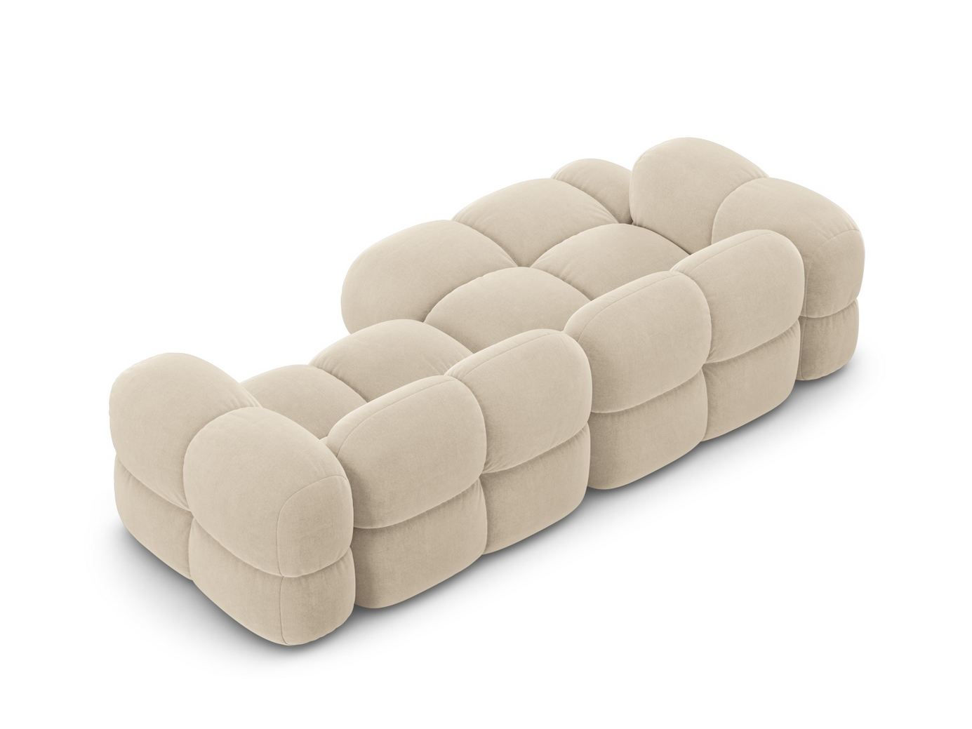 Cosmopolitan Design venstrevendt fløyelshjørnesofa, "Loretto", 3-seter, 250 × 147 × 68 cm, Vogue, svarte plastben