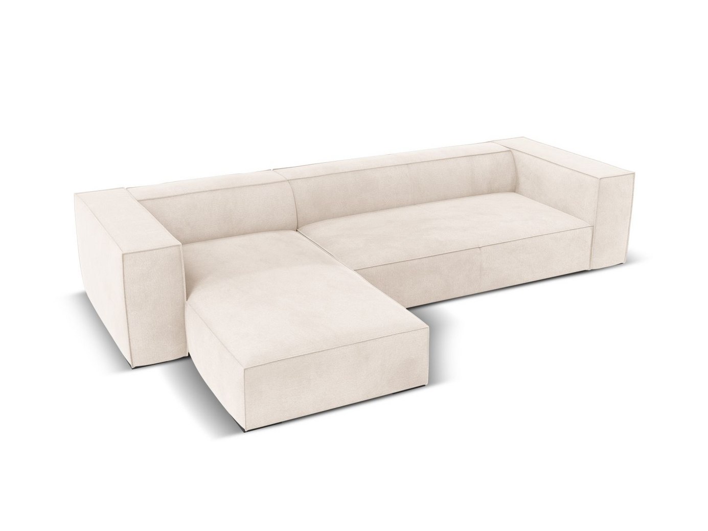 Cosmopolitan Design venstrevendt hjørnesofa, "Turin", 5-seter, 290 × 173 × 68 cm, Rosario, ben i svart bøk
