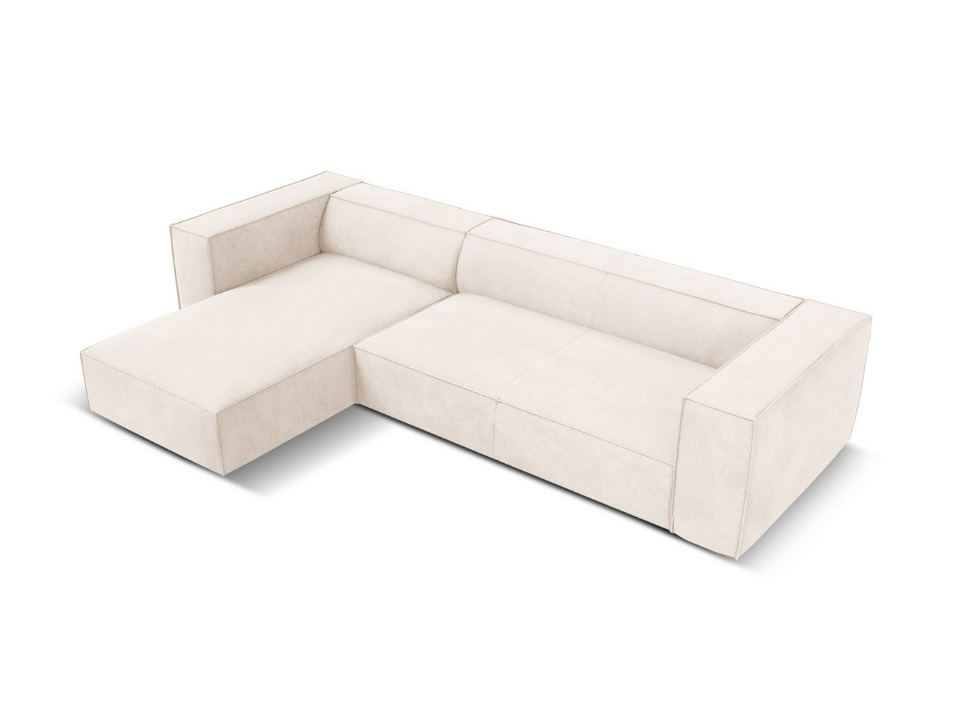 Cosmopolitan Design venstrevendt hjørnesofa, "Turin", 5-seter, 290 × 173 × 68 cm, Rosario, ben i svart bøk