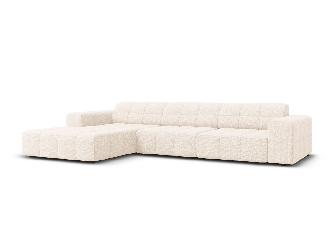 Cosmopolitan Design venstrevendt hjørnesofa, "Chicago", 4-seter, 294 × 167 × 78 cm, Haga, svarte plastben