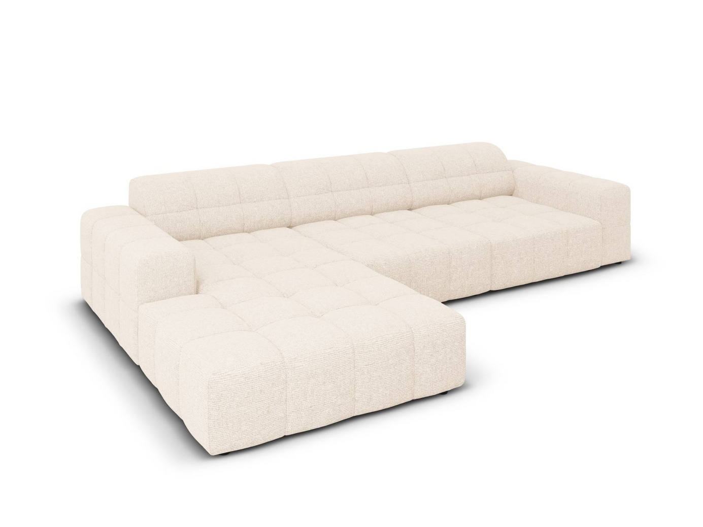 Cosmopolitan Design venstrevendt hjørnesofa, "Chicago", 4-seter, 294 × 167 × 78 cm, Haga, svarte plastben