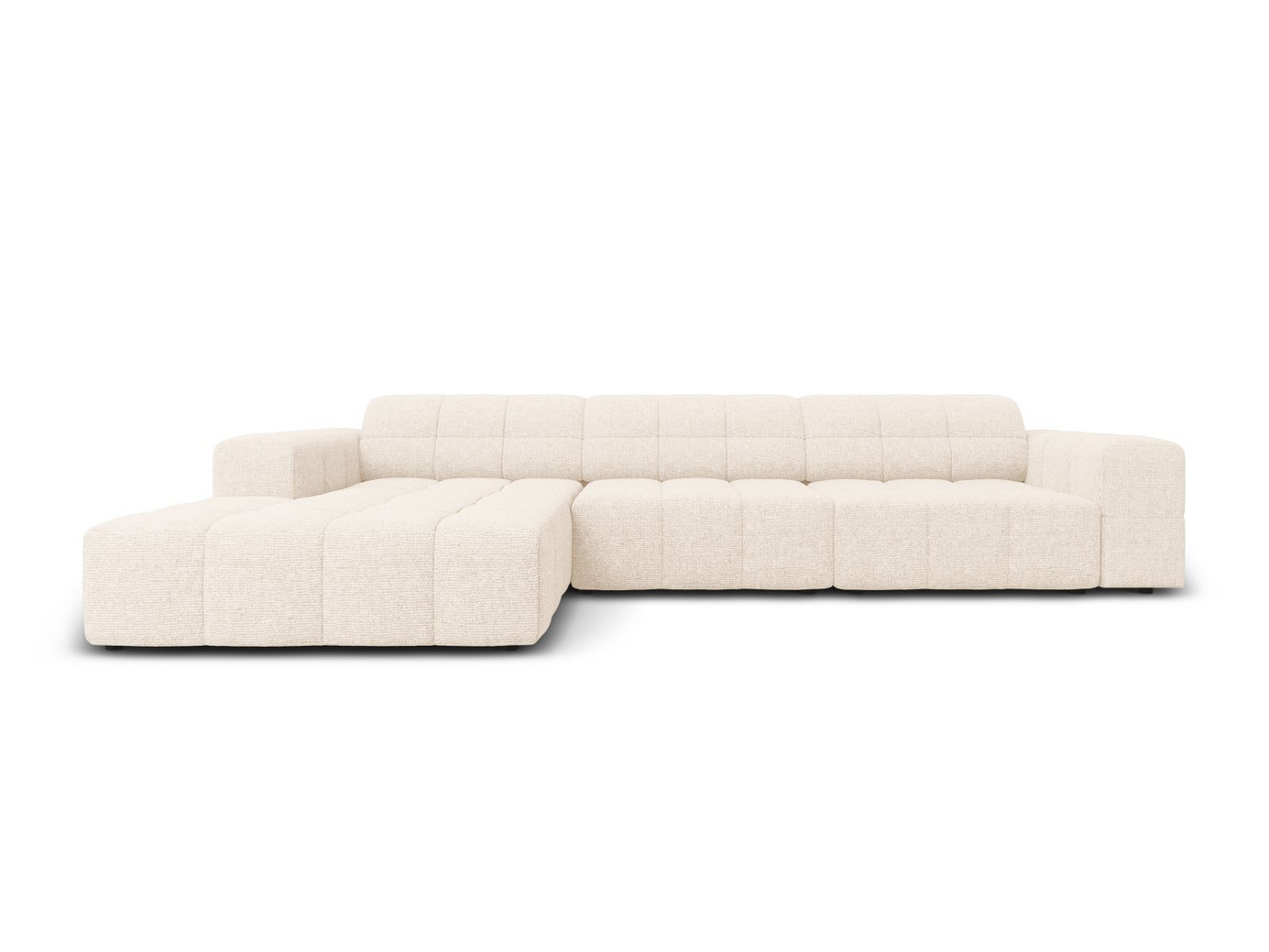 Cosmopolitan Design venstrevendt hjørnesofa, "Chicago", 4-seter, 294 × 167 × 78 cm, Haga, svarte plastben