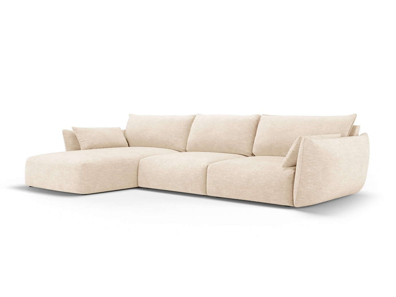 Cosmopolitan Design venstrevendt hjørnesofa, "Matera", 4-seter, 308 × 171 × 85 cm, Haga, svarte plastben